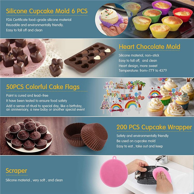 512 Pcs Cake Decorating Supplies with Non-Slip Cake Turntable Cake Pans baking supplie kit cake decorating tool set