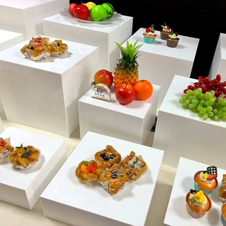 High Quality Acrylic Nesting Cube Boxes Acrylic White Square Food Risers Dessert Stand For Weddings Party Display Storage