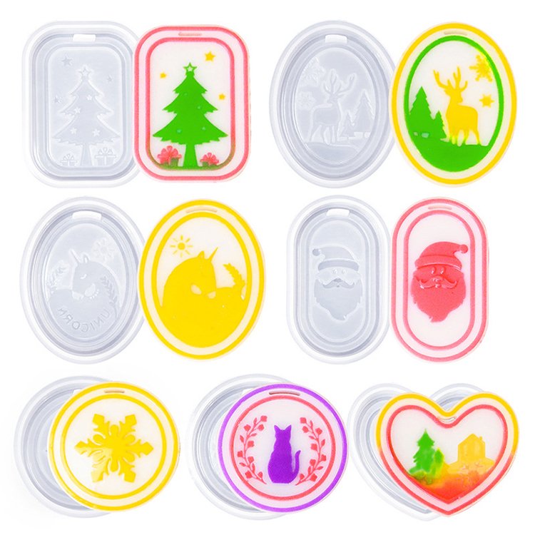 YS Hanging Card Candle Mold Aromatherapy Wax Resin Silicone Mold Plaster Gypsum Car Pendant Deer Christmas Santa Claus Tree Tool