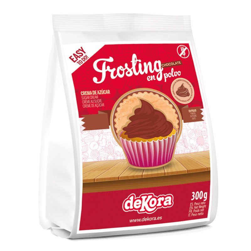 Dekora Brand Display Of 4 Bags Of 300G Rich Chocolate Frosting Powder Ideal For Cup Cakes & Desserts