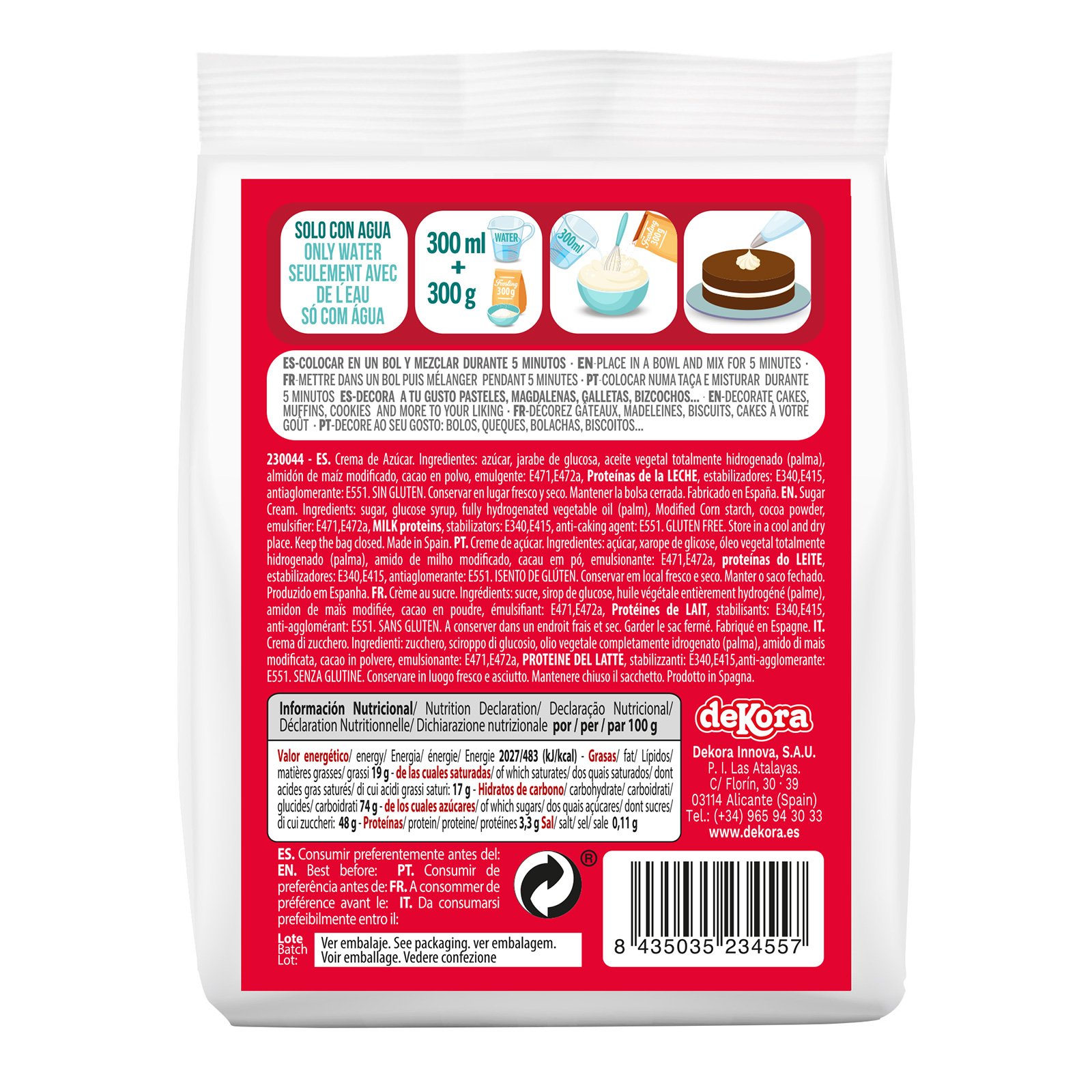 Dekora Brand Display Of 4 Bags Of 300G Rich Chocolate Frosting Powder Ideal For Cup Cakes & Desserts