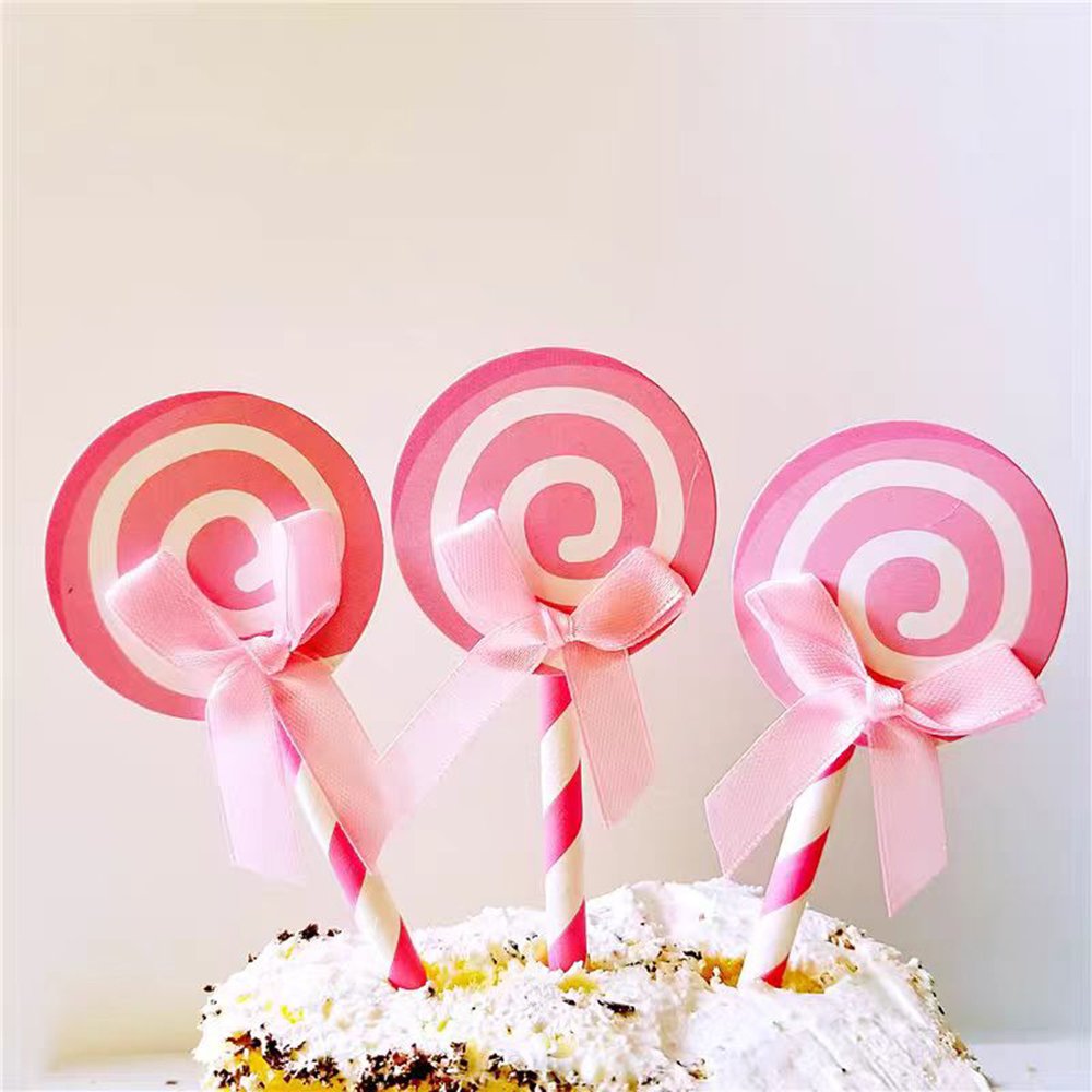 Cartoon cake decoration balloon card 6 sticks candy color lollipop card cake baking decoration plug-in christmas birthday