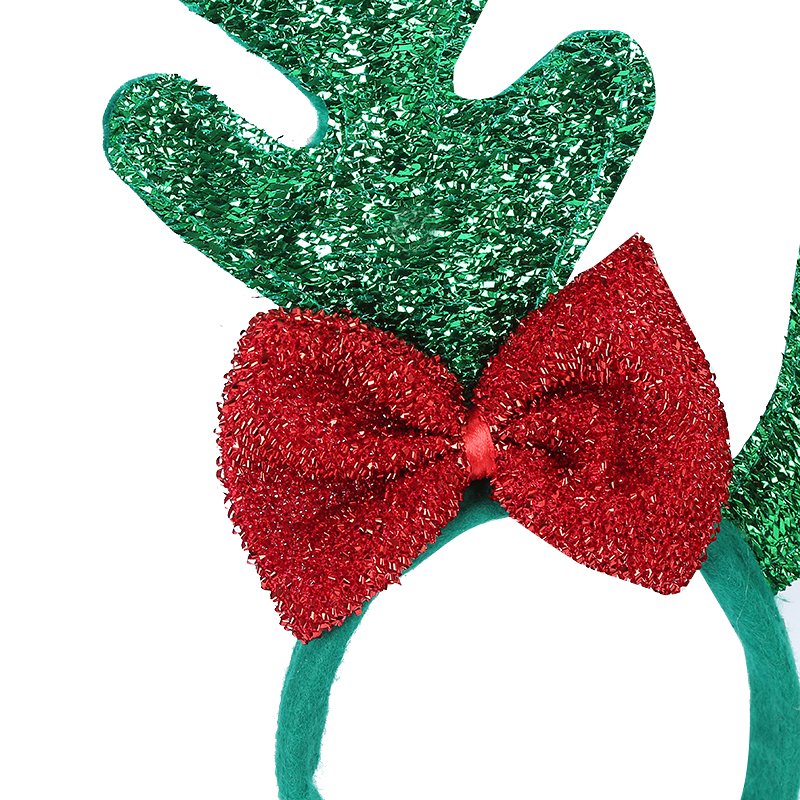 2024 Hot Selling xmas party headband green star light antler headband with bow