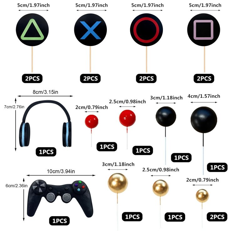 Video Game Themes Cake Toppers Game Controllers Cake Decorations Gaming Party Decoration for Birthday Party Supplies
