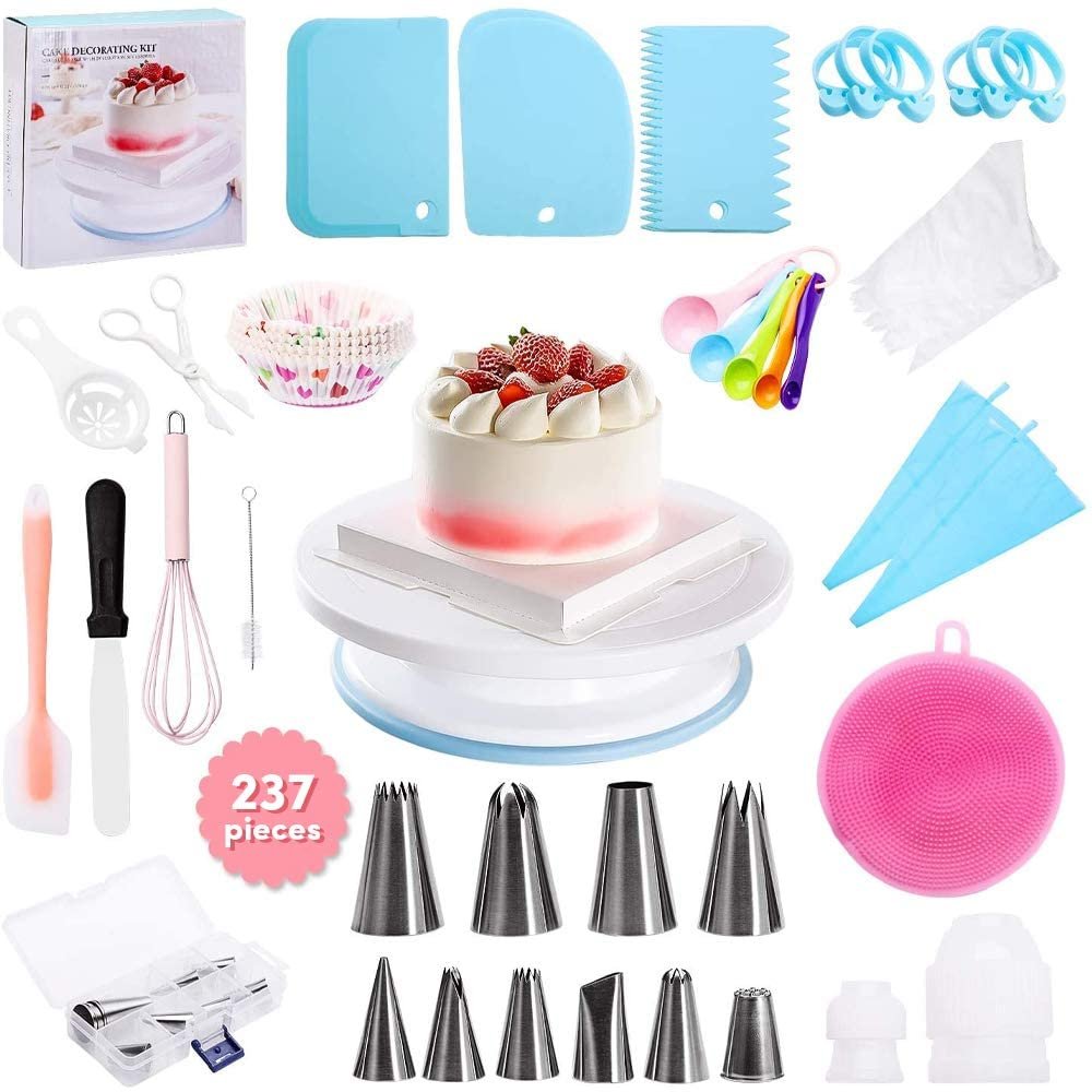 Hot Sale 237 Pieces Cake Decorating Supplies Kit For Beginners Ultimate Kitchen Patisserie & Baking Supplies Set