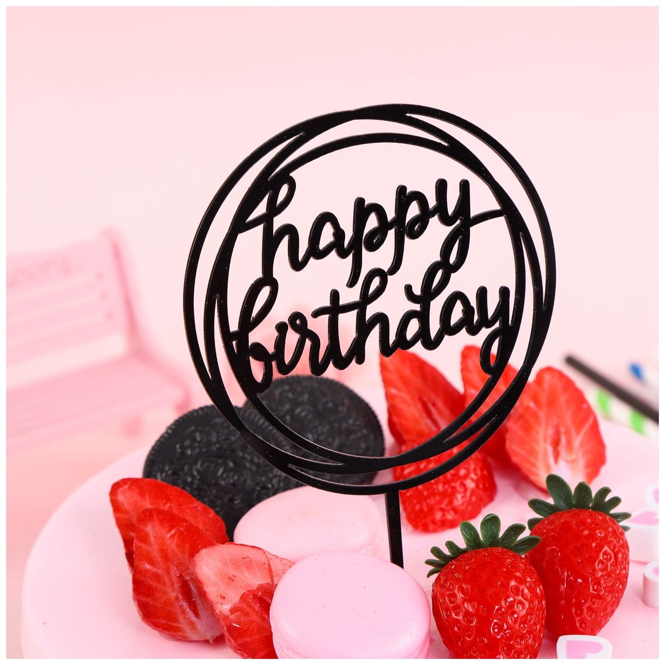 8 Colors cake decoration for birthday acrylic happy birthday cake topper