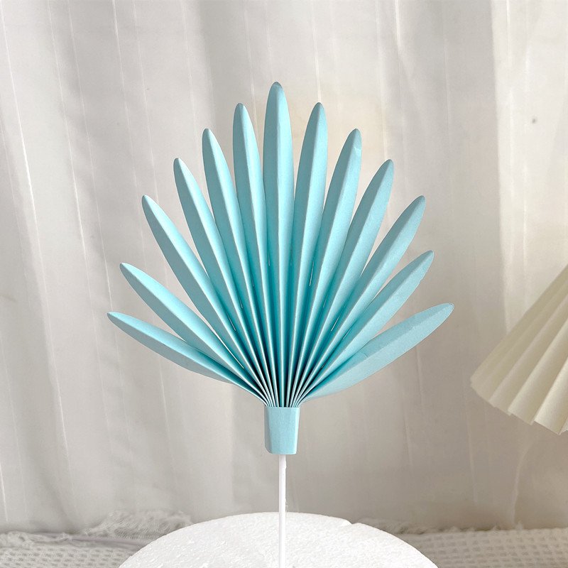 Wholesale INS New Paper Leaves Cake Toppers Gold Silver Pink Blue Folding Paper Fan Cake Decoration