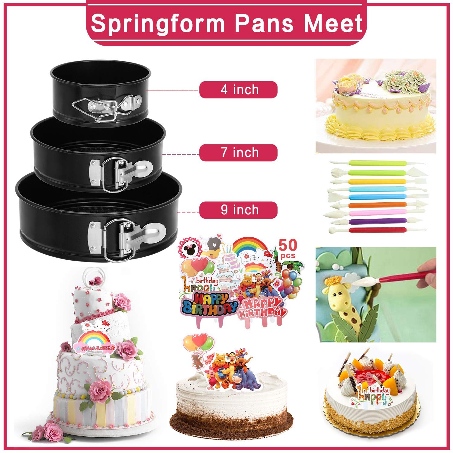 464Pcs Cake Decorating Supplies Kit Cake Pan Turntable Stand Piping Tips Set Custom Cake Tool Set with Baking