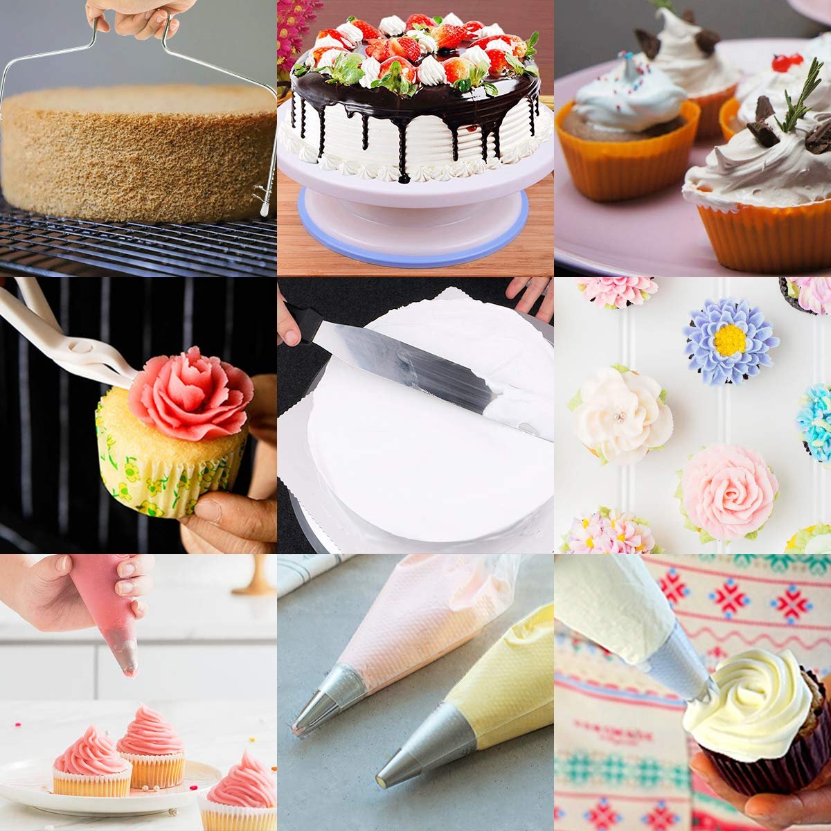 464Pcs Cake Decorating Supplies Kit Cake Pan Turntable Stand Piping Tips Set Custom Cake Tool Set with Baking