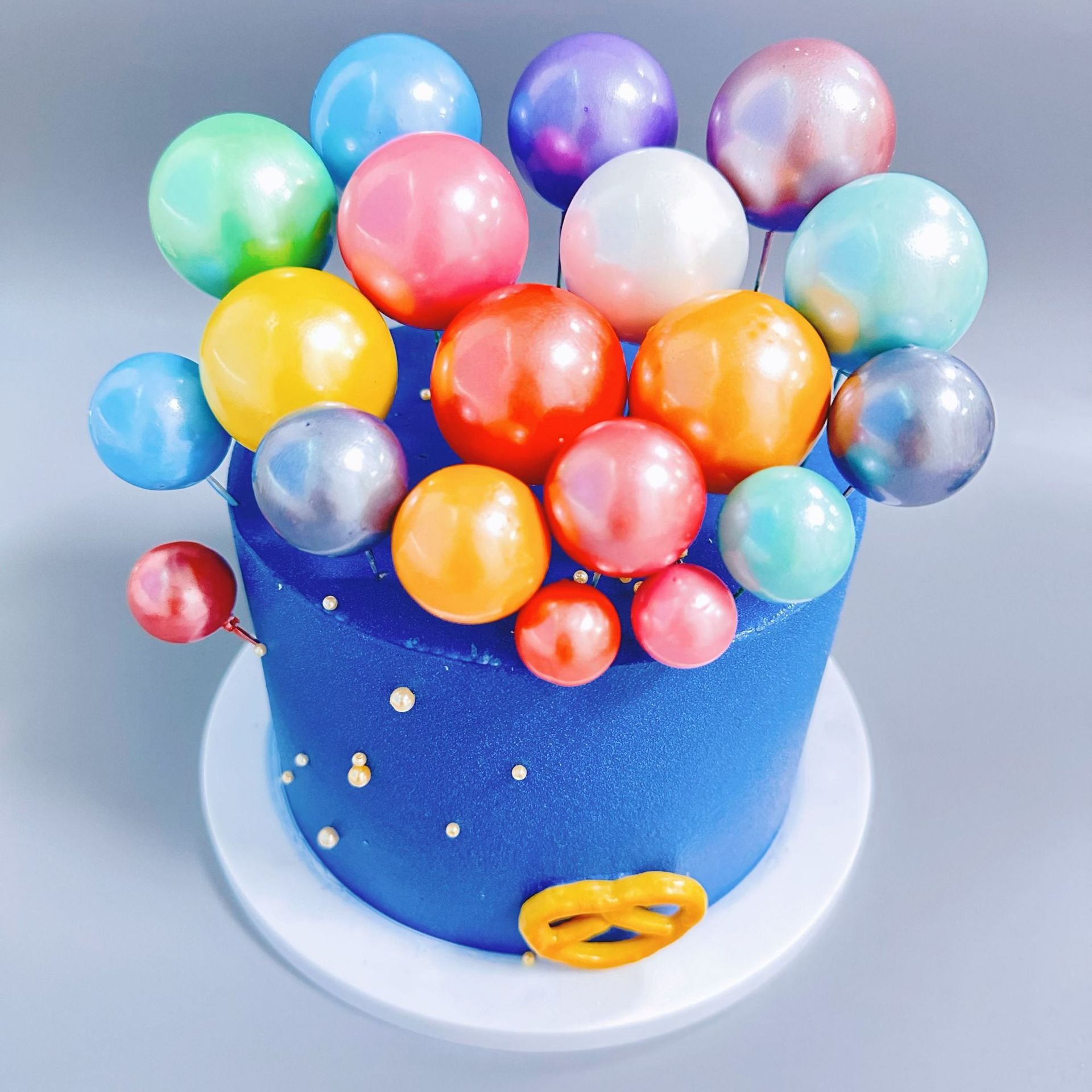 20pcs/bag Metallic colored balls Mixed Faux Balls Mental Color Ball Happy Birthday Cake Topper Cake Decorations