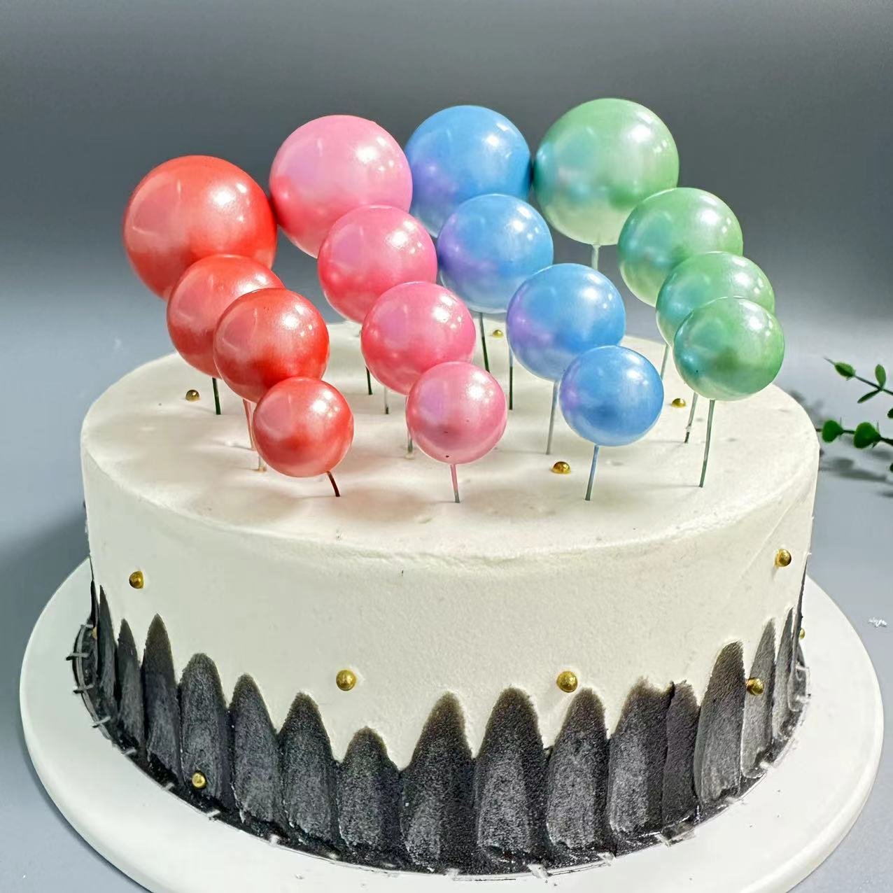 20pcs/bag Metallic colored balls Mixed Faux Balls Mental Color Ball Happy Birthday Cake Topper Cake Decorations