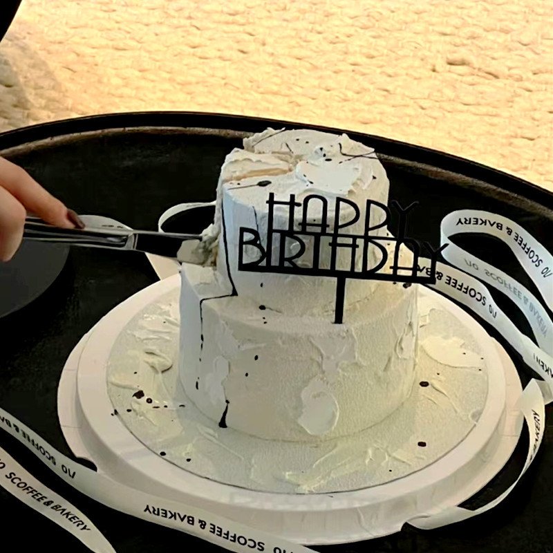 Happy Birthday Cake Topper Silver Gold Acrylic Father's Birthday Party Cake Toppers Decoration Father Day Gift Baking Supplies
