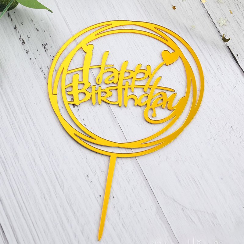 10 pcs Gold black pink red Acrylic Cake Topper Happy Birthday Cake Toppers Decoration Supplies