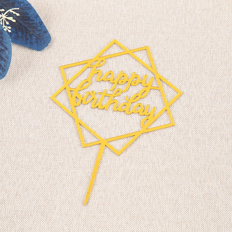 10 pcs Gold black pink red Acrylic Cake Topper Happy Birthday Cake Toppers Decoration Supplies