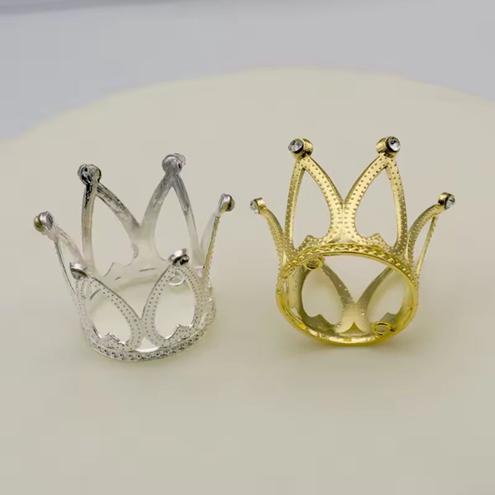Wholesale 3d Cheap Elegant Metallic Baby Princess Girl Happy Birthday Crown Gold Plating Cake Topper Cake Decoration