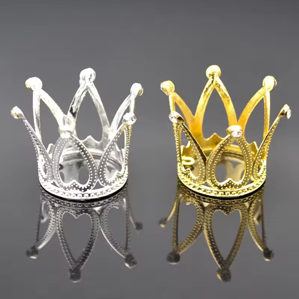 Wholesale 3d Cheap Elegant Metallic Baby Princess Girl Happy Birthday Crown Gold Plating Cake Topper Cake Decoration