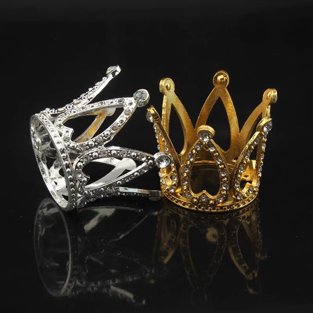 Wholesale 3d Cheap Elegant Metallic Baby Princess Girl Happy Birthday Crown Gold Plating Cake Topper Cake Decoration