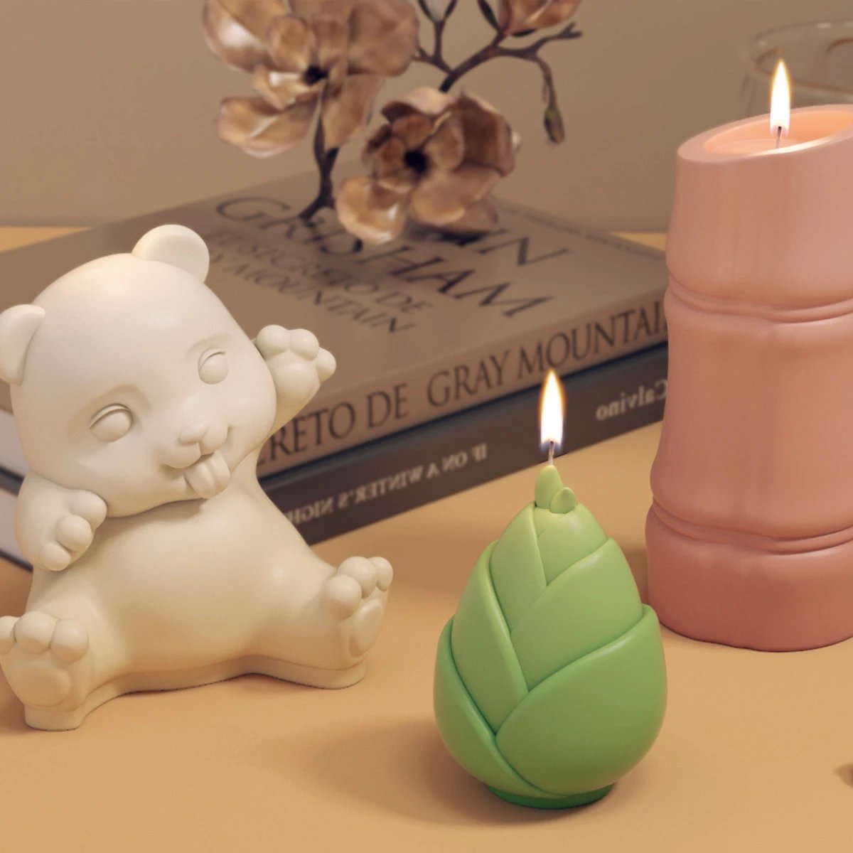 Cartoon Sitting Panda Candle Silicone Mold Animal Little Bear Soap Resin Mould Chocolate Cake Decor Baby Room Painting Plaster