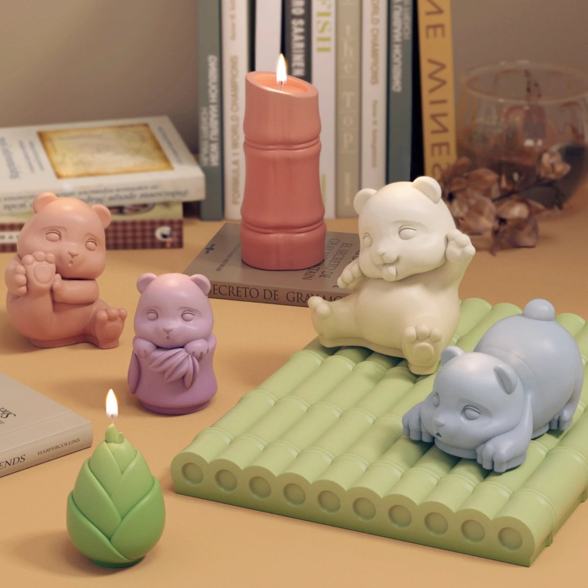 Cartoon Sitting Panda Candle Silicone Mold Animal Little Bear Soap Resin Mould Chocolate Cake Decor Baby Room Painting Plaster