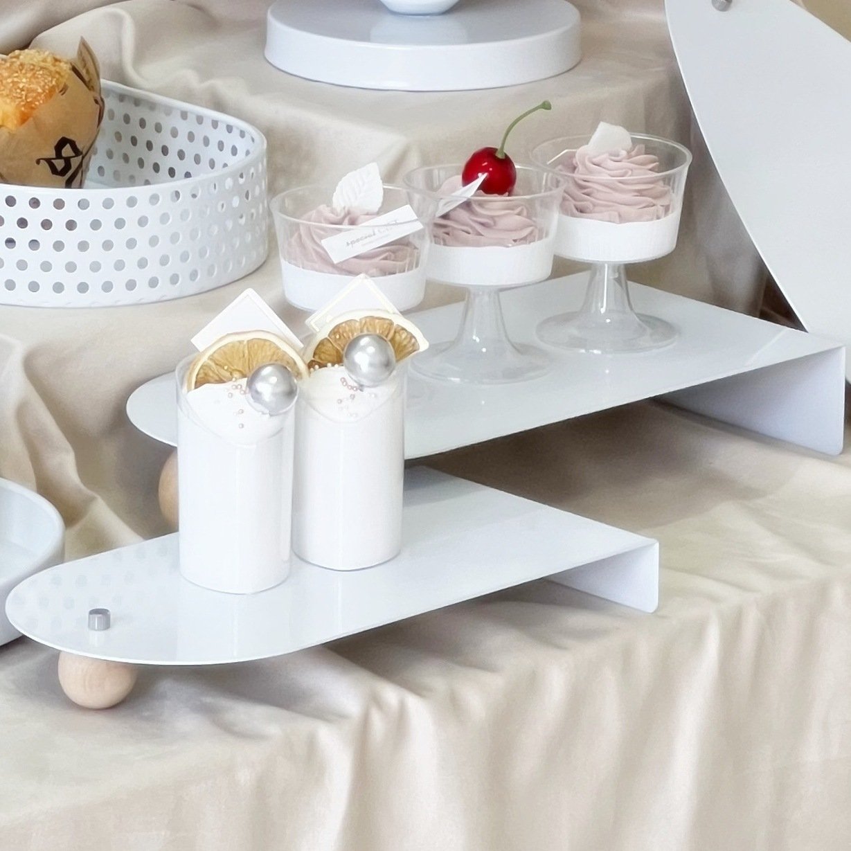 Metal White Dessert Buffet Treat Table Stand Cake Stands Cupcake Holder Tray Wedding Dessert Display Stands