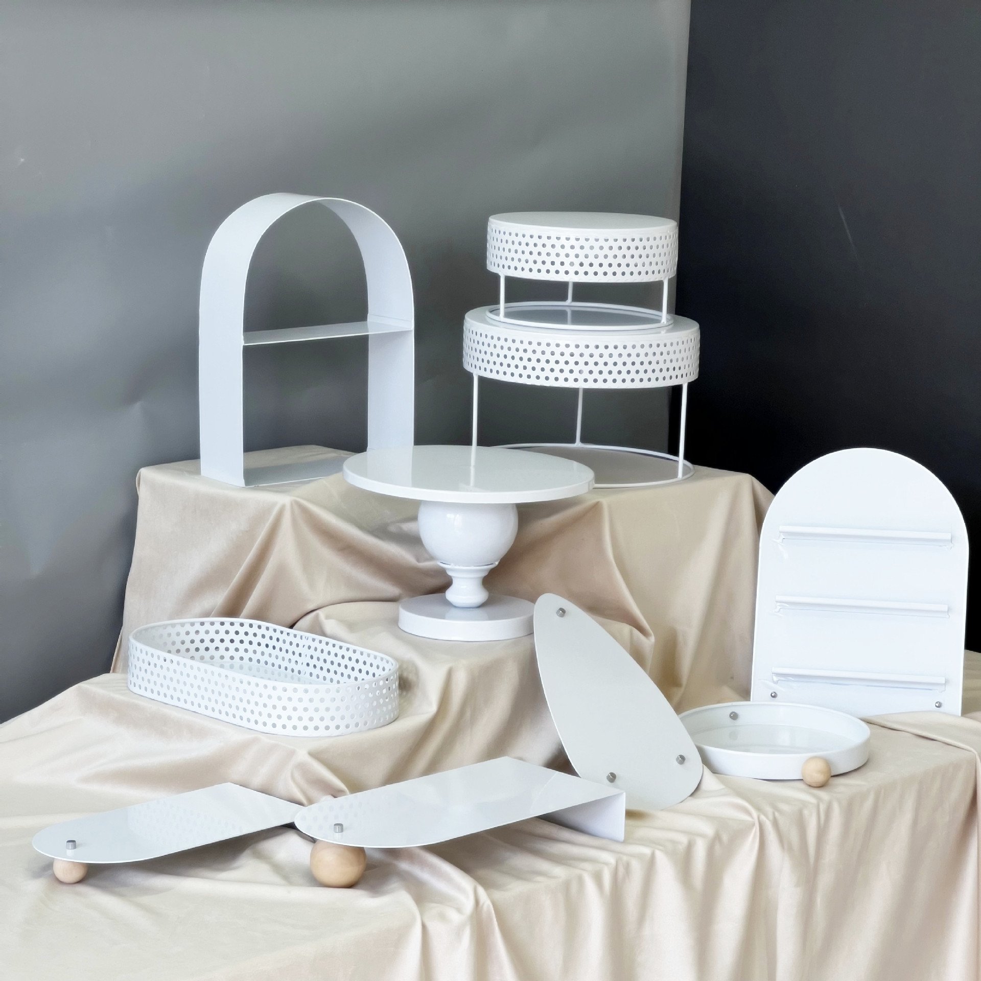 Metal White Dessert Buffet Treat Table Stand Cake Stands Cupcake Holder Tray Wedding Dessert Display Stands