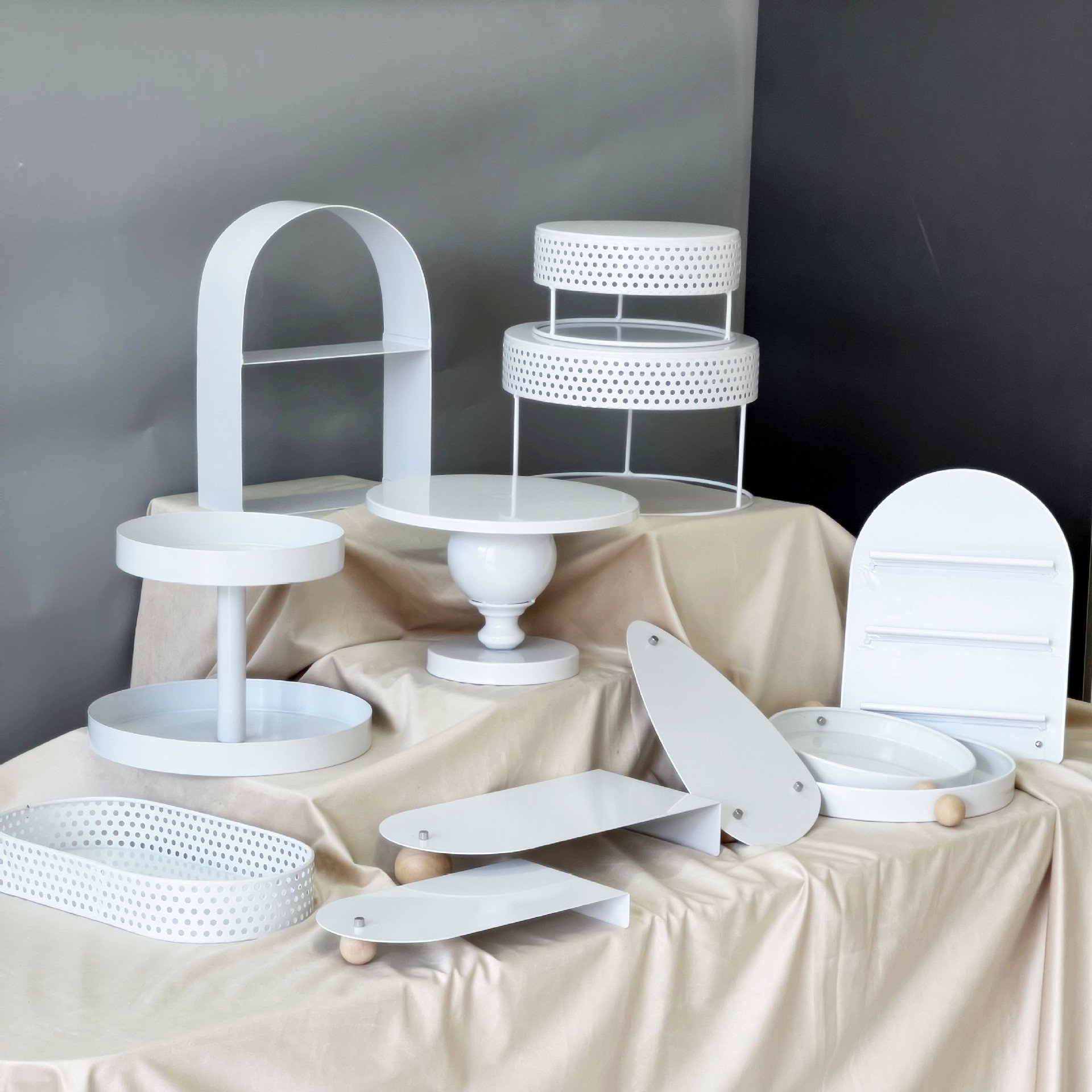 Metal White Dessert Buffet Treat Table Stand Cake Stands Cupcake Holder Tray Wedding Dessert Display Stands