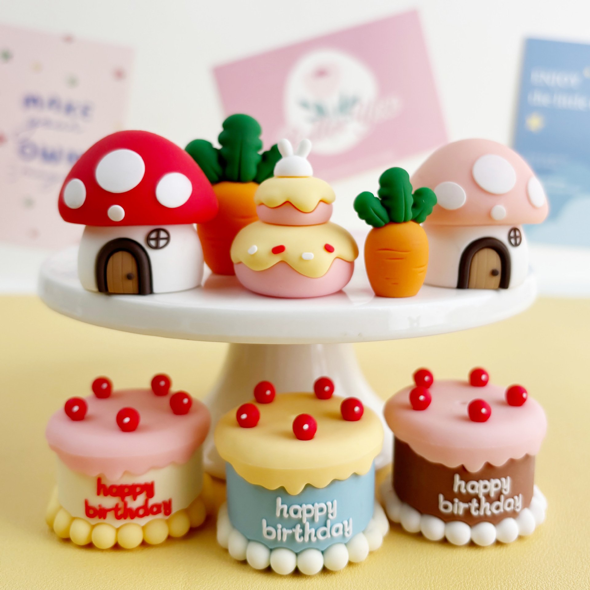 Creative Cartoon Baking Birthday Standing Pose Animal Soft Ornament Plug-in Cake Decoration Children's Dolls