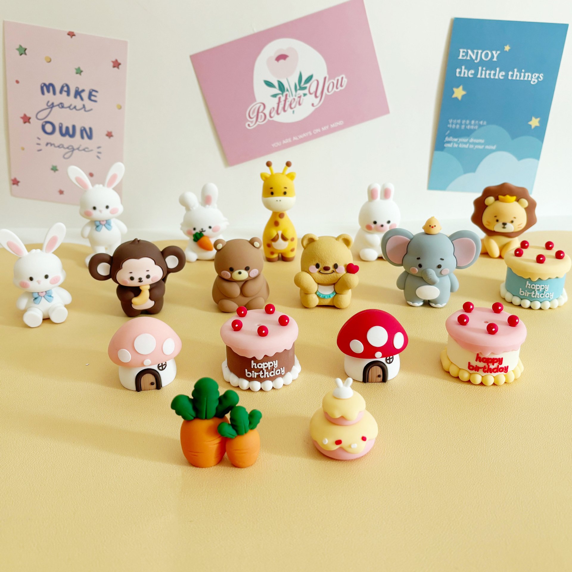 Creative Cartoon Baking Birthday Standing Pose Animal Soft Ornament Plug-in Cake Decoration Children's Dolls