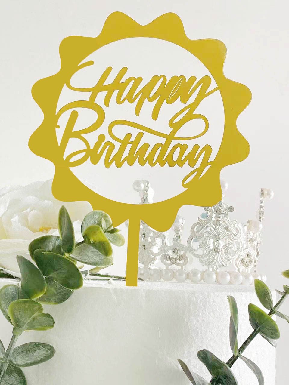Wholesale Birthday Theme Party Supplies Custom Gold Acrylic Cake Decorations for Happy Birthday Day