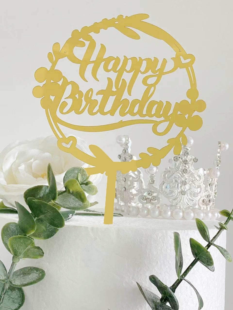Wholesale Birthday Theme Party Supplies Custom Gold Acrylic Cake Decorations for Happy Birthday Day