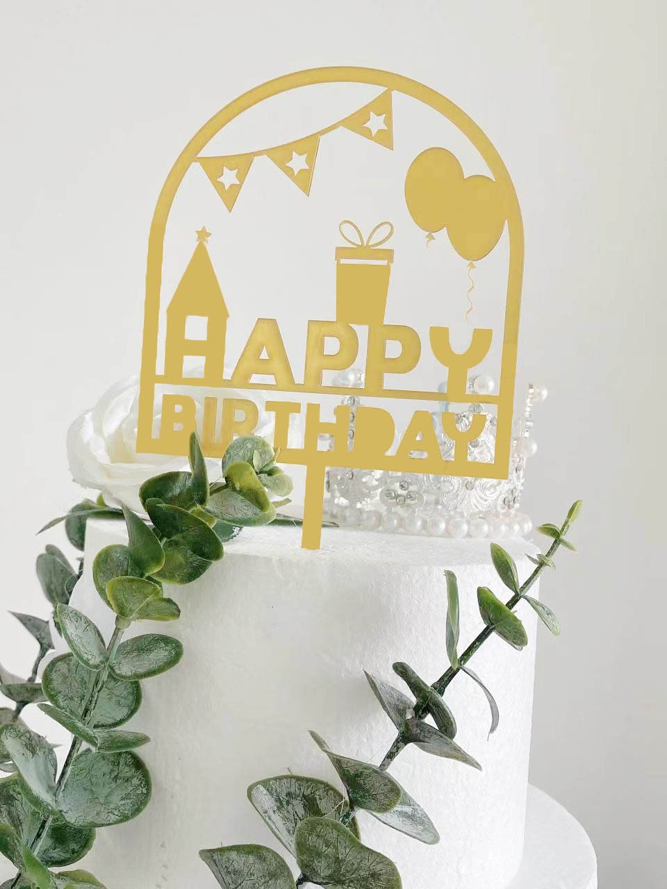 Wholesale Birthday Theme Party Supplies Custom Gold Acrylic Cake Decorations for Happy Birthday Day