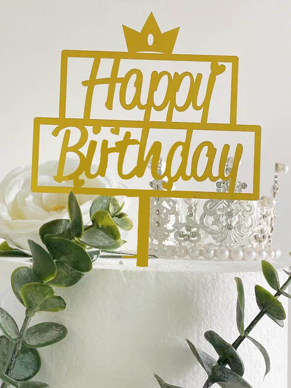 Wholesale Birthday Theme Party Supplies Custom Gold Acrylic Cake Decorations for Happy Birthday Day