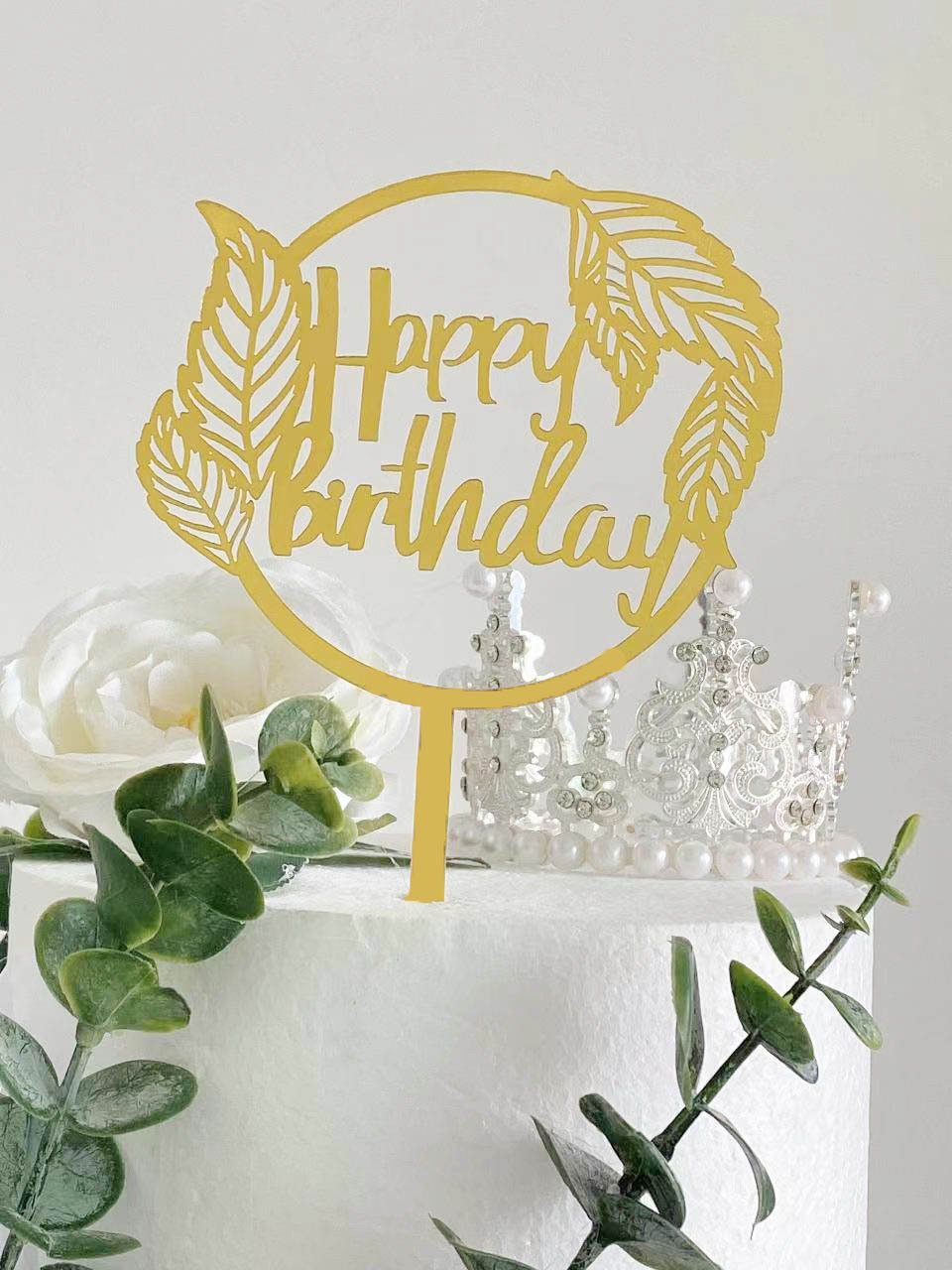 Wholesale Birthday Theme Party Supplies Custom Gold Acrylic Cake Decorations for Happy Birthday Day