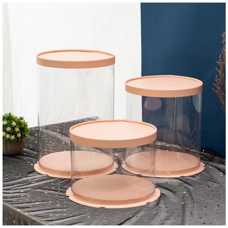 Wholesale round transparent cake box 4 inch 6 inch 8 inch 10 inch single layer double height baking packaging box supplier