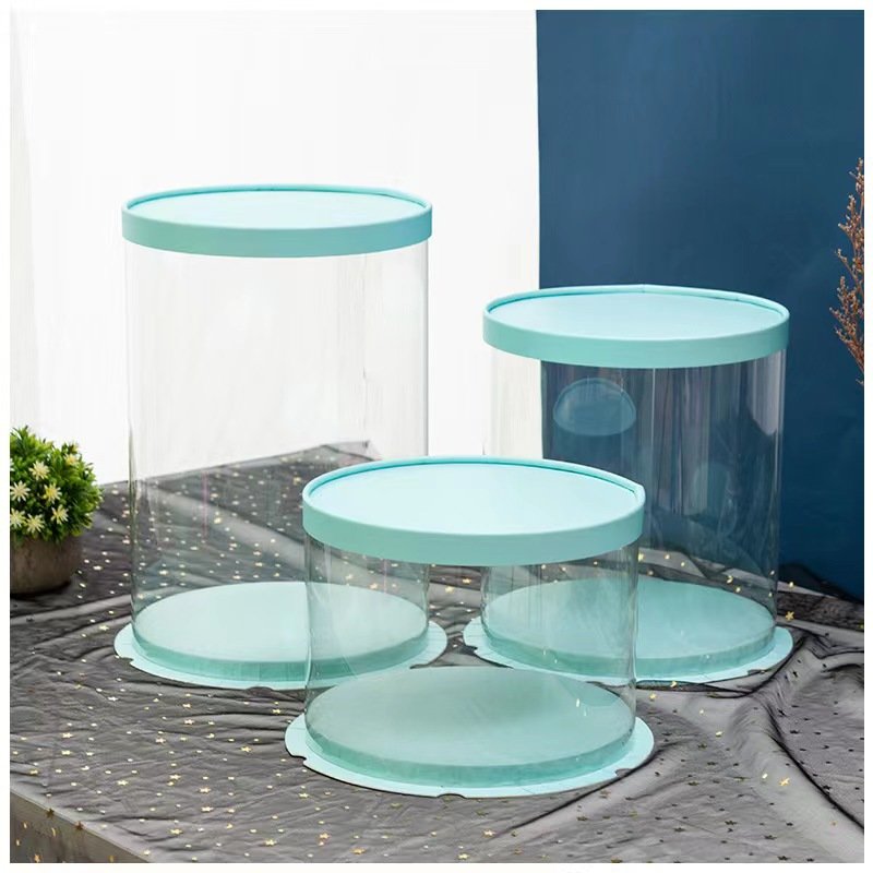 Wholesale round transparent cake box 4 inch 6 inch 8 inch 10 inch single layer double height baking packaging box supplier