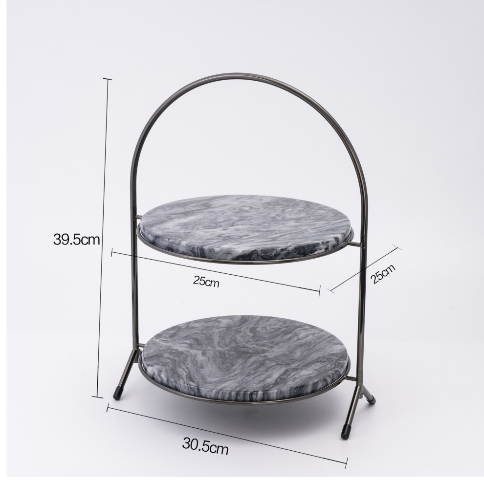 2024 Gold Silver Marble Plate Display 2 3 Tiers Afternoon Tea Dessert Food Tray For Banquet Wedding Party Restaurant Cake Stand
