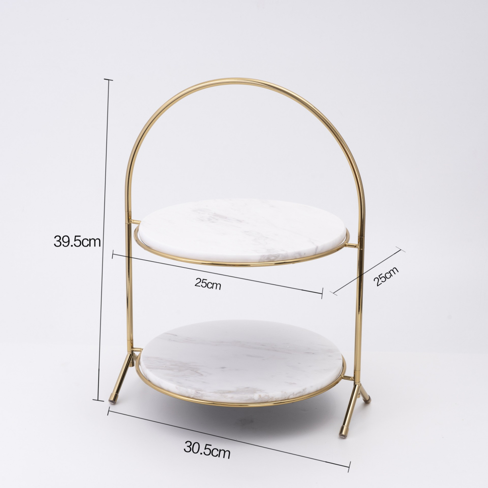 2024 Gold Silver Marble Plate Display 2 3 Tiers Afternoon Tea Dessert Food Tray For Banquet Wedding Party Restaurant Cake Stand