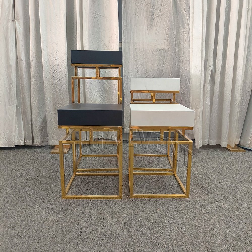 Gold Square Wedding Decoration Supplies Set Of 3pcs Events Square Gold Shiny Stainless Steel Party Cake Tables
