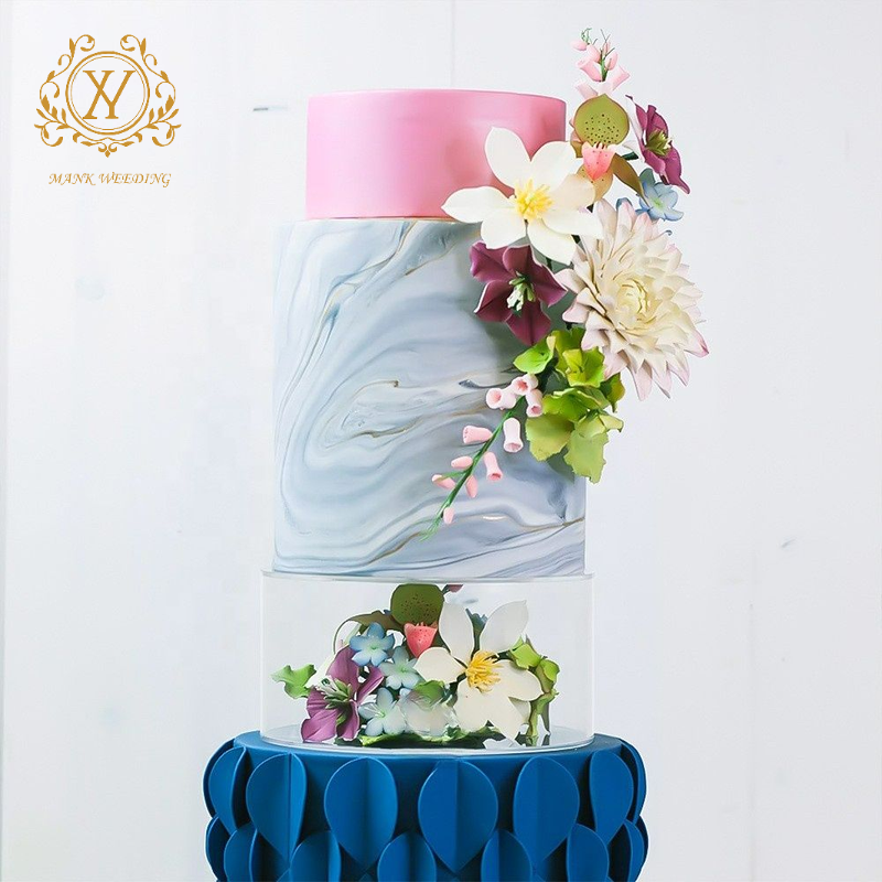 Clear Acrylic Divider Fillable Cake Tray Party Wedding Round Cake Display Stand Wedding Centerpiece Dessert Table Flower Stand