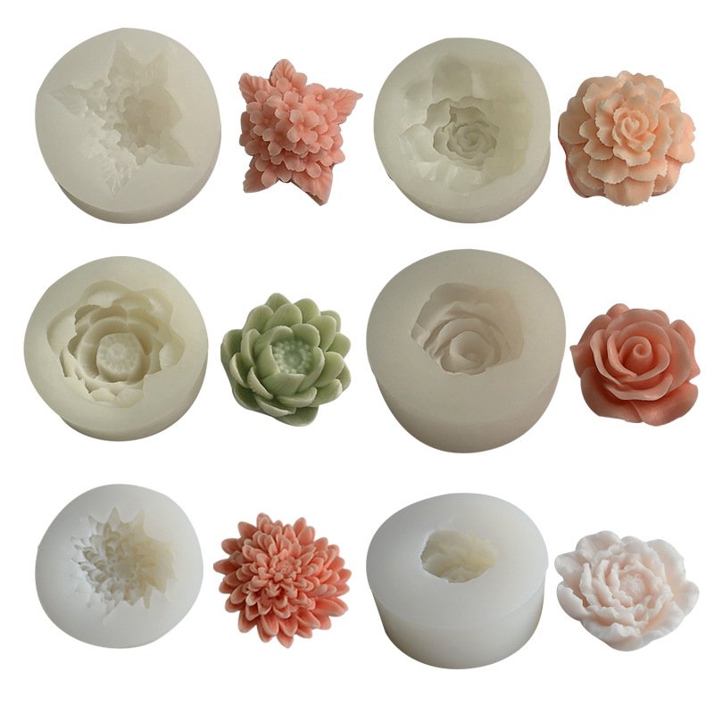 3d Flower Silicone Molds Resin Candle Mold Set Fondant Mold For Chocolate Cake Decor Soap Candle Making