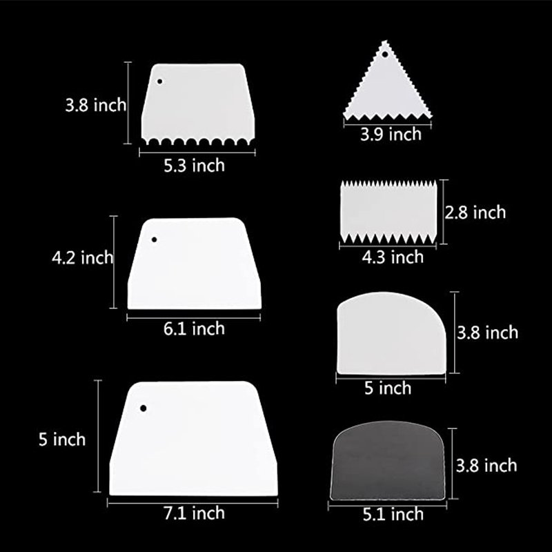 2023 Hot-Selling 7pcs Set Soft Dough Cutter Baking Pastry Tool Cake Cream Scraper Smoother For Home Kitchen Supplies