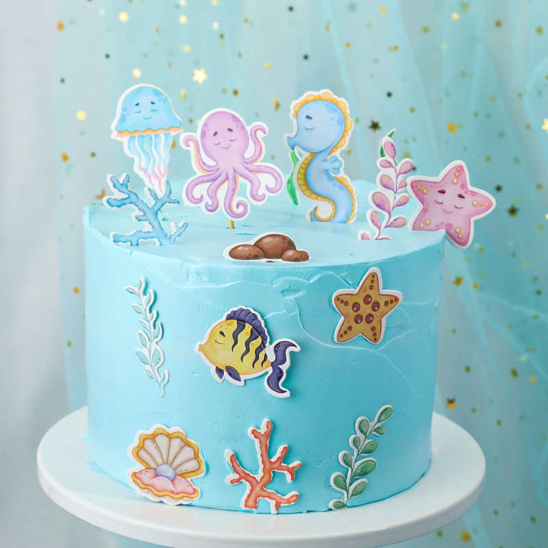 Sea Ocean Cake Toppers Under the Sea Marine animal cake decoration For Baby Shower Birthday Party Supplies