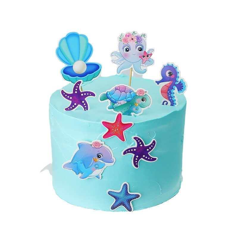 Sea Ocean Cake Toppers Under the Sea Marine animal cake decoration For Baby Shower Birthday Party Supplies