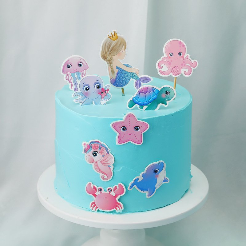 Sea Ocean Cake Toppers Under the Sea Marine animal cake decoration For Baby Shower Birthday Party Supplies