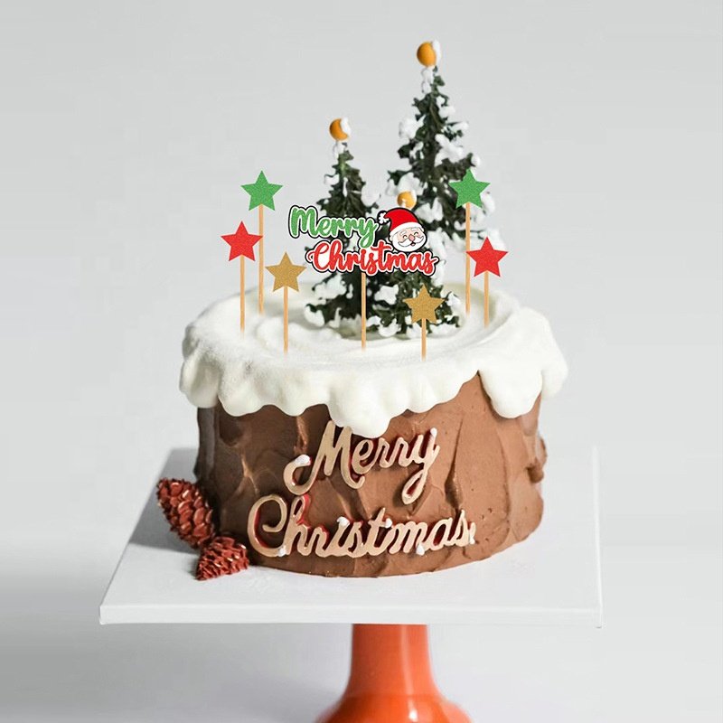Ychon New Design Paper Cake Disc Topper Candyland Christmas Cake Decoration Glitter Mermaid Cake Topper