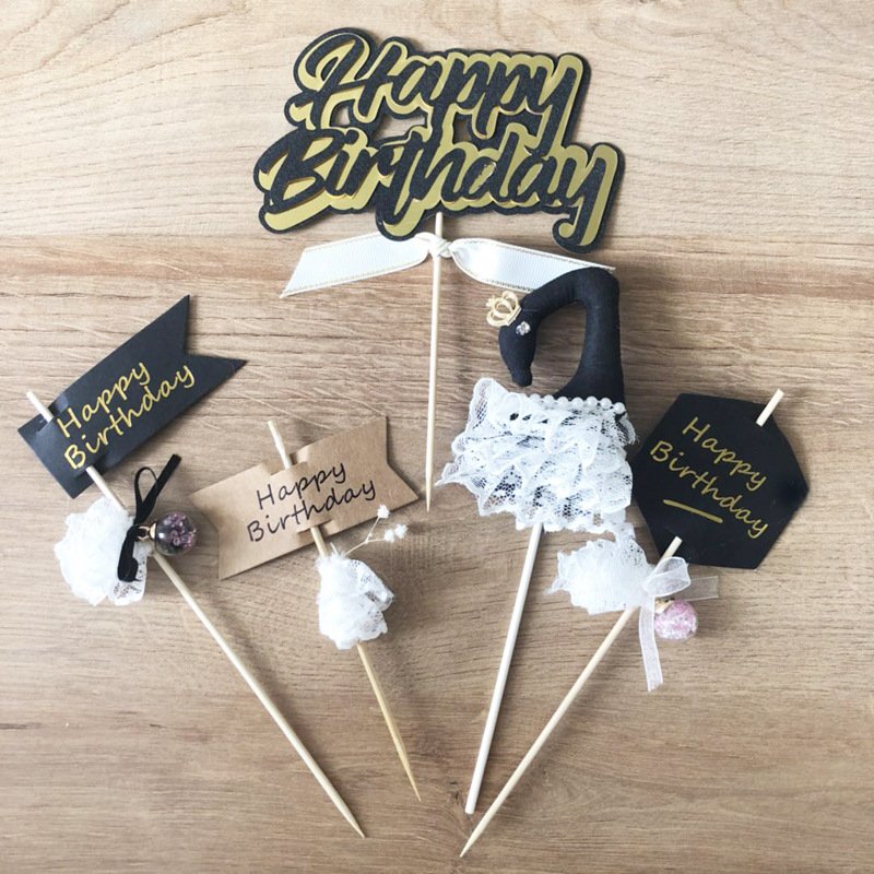 Happy Birthday Cake Topper Paper Balloons Card Atmosphere Arrangement Cake Decorating Supplies