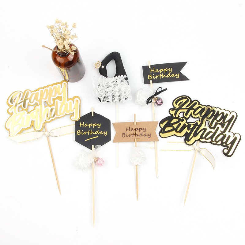 Happy Birthday Cake Topper Paper Balloons Card Atmosphere Arrangement Cake Decorating Supplies