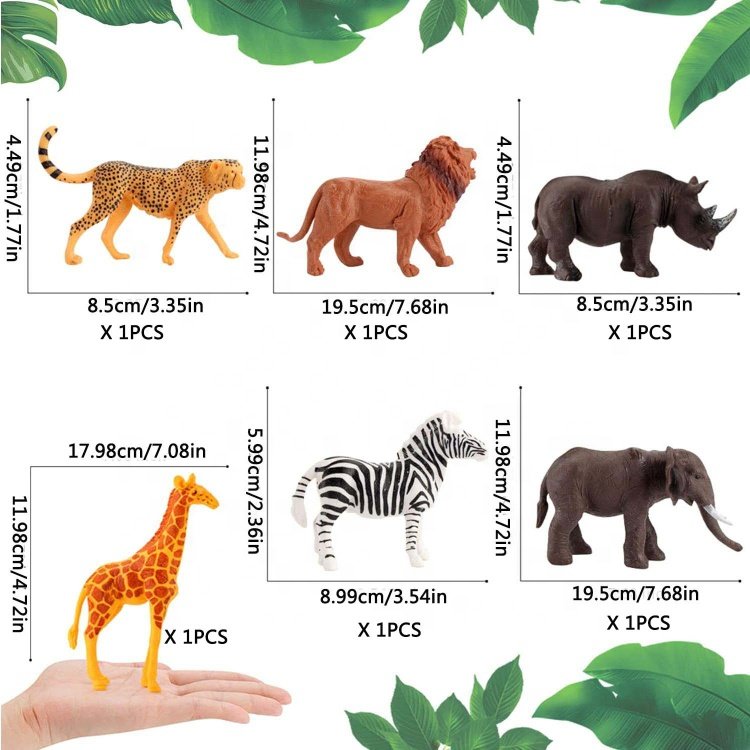 Safari Animals Cake Decoration with Palm Leaves Wild One Cake Decoration for Summer Wild Zoo Birthday Party Supplies