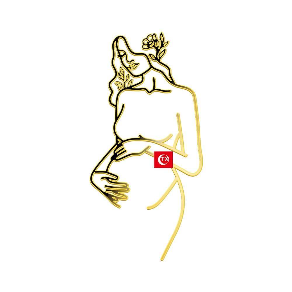 Hot selling Pregnant Lady Gold Acrylic Cake Topper Mum to be Baby Shower Celebration Welcome Baby Party Cake Accessories