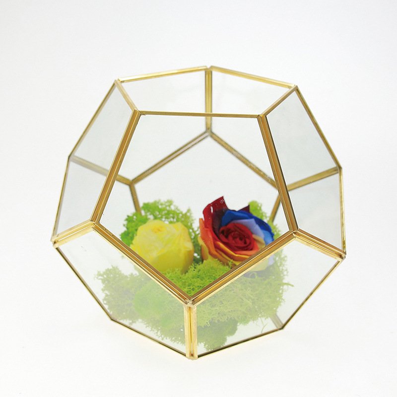 New arrival hexagon separators Creative Glass Cake Cookie Candy Display Jar Flower decoration model Party Wedding table ornament